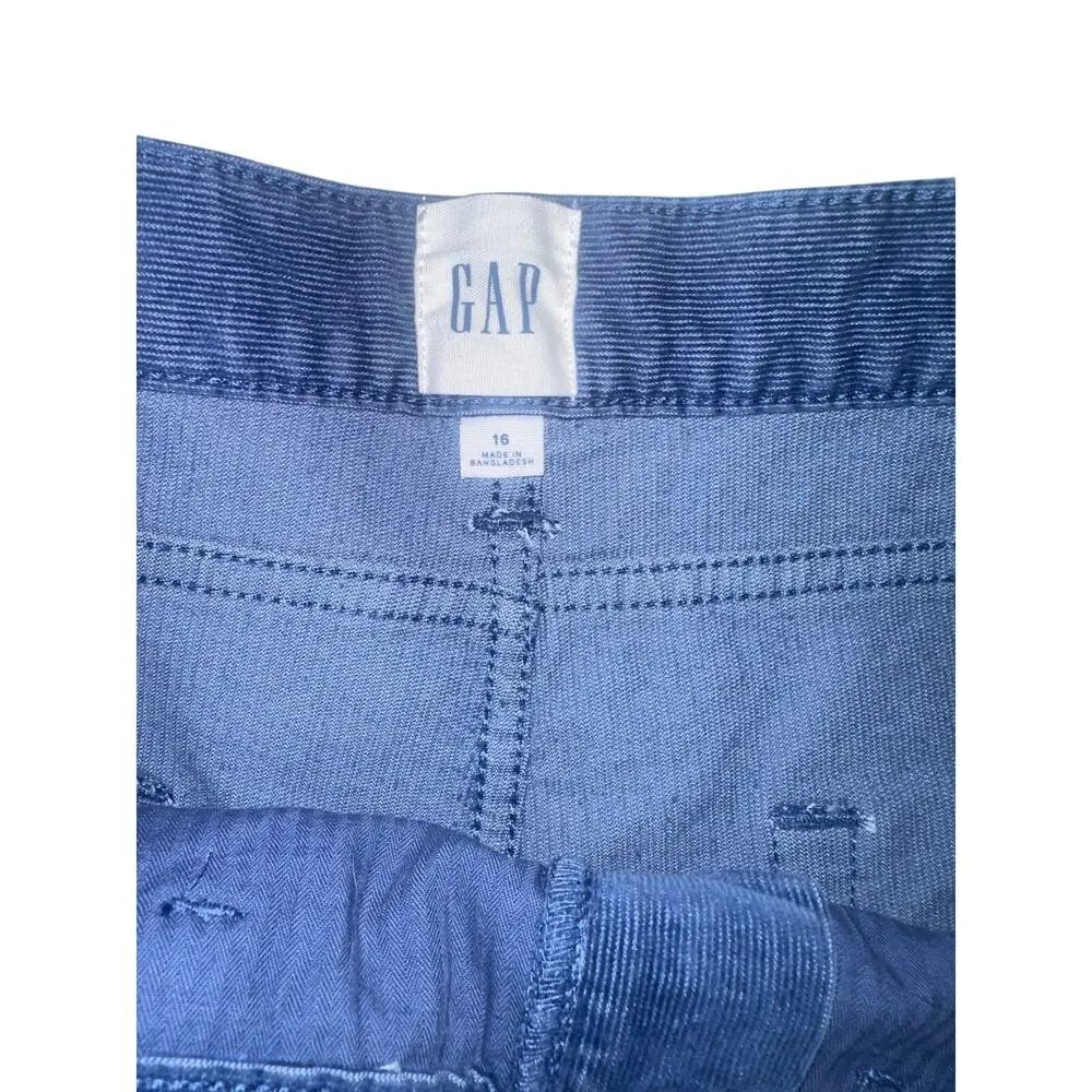 Gap Blue Corduroy Shorts Women’s 16 Frayed Hem Mid Rise Stretch coastal grandma